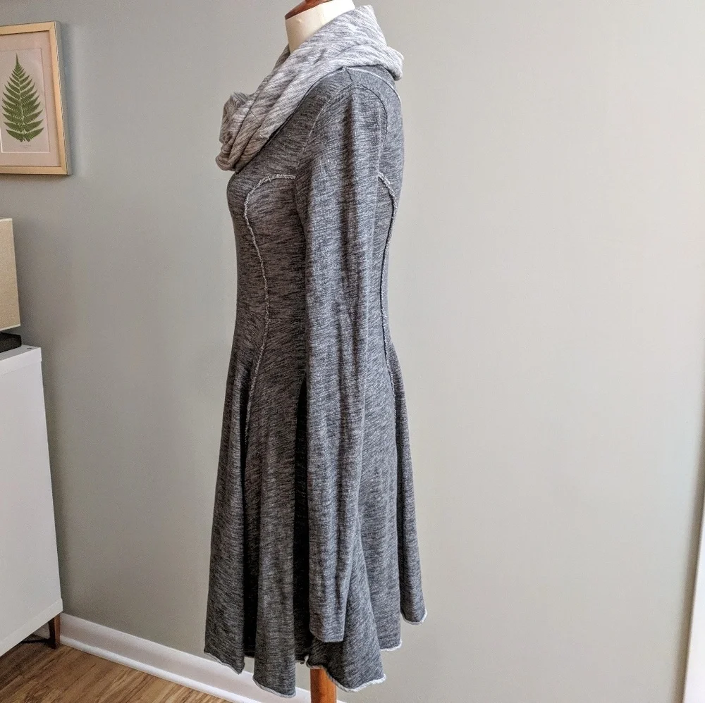 Free People Charcoal Long Sleeve Dress with Hood - Picture 3 of 8
